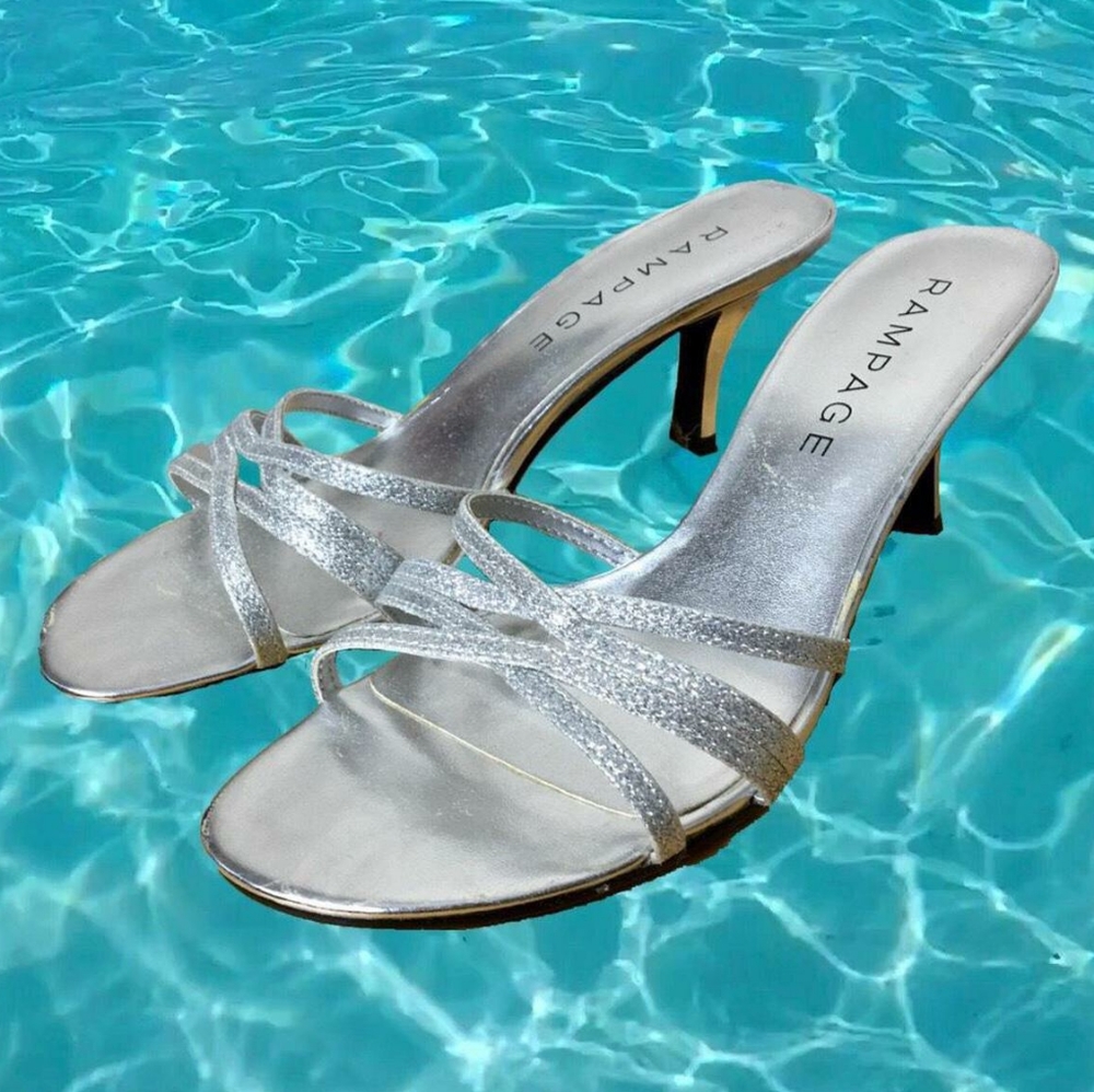 Rampage y2k glam party heels silver 7.5